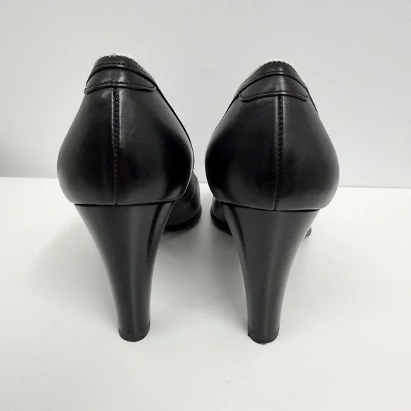St. John Leather Pumps Shoes Black & White Classic & Elegant 1 Sleeper Bag 8 B - Picture 6 of 9